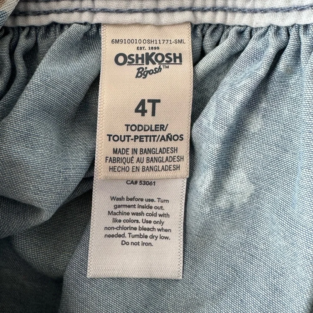 Osh Kosh Dress Overall Denim Floral Girls 4T